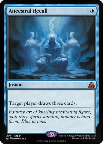 サイン入りアートプリント Ancestral Recall Ancestral Recall (Unlimited, altered, signed) – MTGKingpin